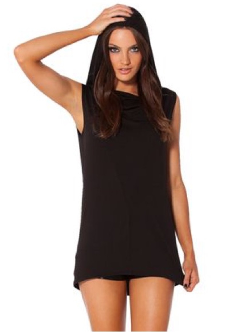 NWT Blackmilk Drape Sleeveless Hoodie Black Size Medium